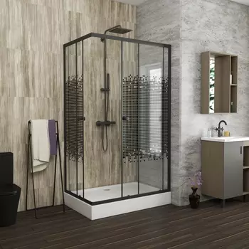 Душевой уголок Niagara Eco NG-012-14Q black мозаика, с поддоном NG-012-14Q BLACK