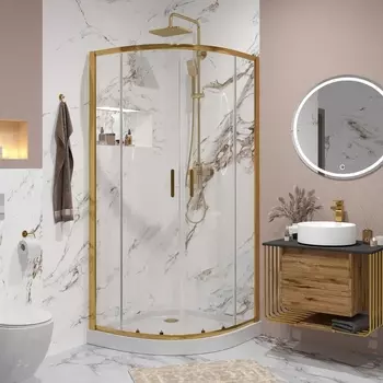 Душевой уголок Niagara Nova NG-6406-08 GOLD 90x90 профиль желтое золото, стекло прозрачное 64060811GOLD