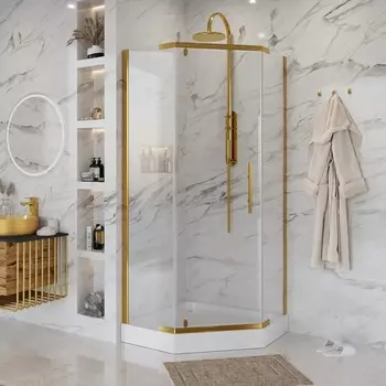 Душевой уголок Niagara Nova NG-6434-08 GOLD 100x100 профиль желтое золото, стекло прозрачное 64340811GOLD