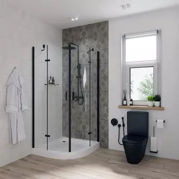 Душевой уголок Niagara Nova NG-6815-08 BLACK 90x90, четверть круга, черный