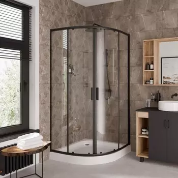 Душевой уголок Niagara Nova NG-6886-08 BLACK 80x80, профиль черный, стекло прозрачное 68860811BLACK