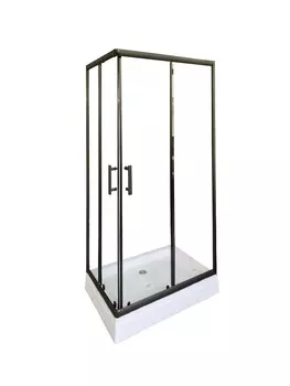 Душевой уголок Parly QZ71B 100х70х195 профиль черный, стекло прозрачное, с поддоном