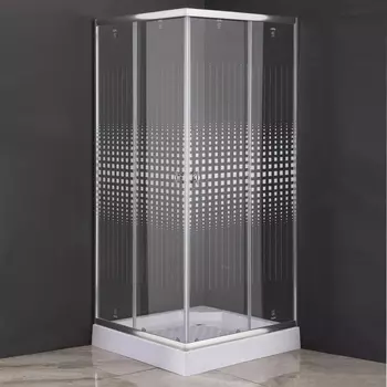 Душевой уголок Parly ZQ8111 80x80, с поддоном, профиль хром, стекло прозрачное с узором /9072
