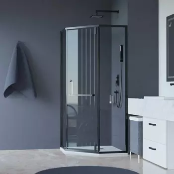 Душевой уголок RGW Hotel HO-084-B 90x90x195 см, профиль черный, стекло прозрачное 350608499-14
