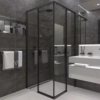 Душевой уголок Veconi Rovigo 100х100х195 профиль черный, стекло прозрачное RV47B-100-01-C4