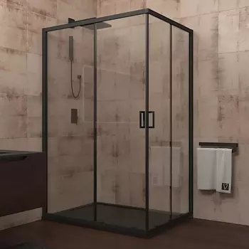 Душевой уголок Veconi Rovigo 120x80х195 профиль черный, стекло прозрачное RV14-12080-01-C5