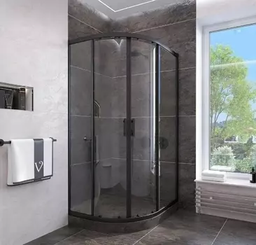 Душевой уголок Veconi Rovigo 80x80х190 профиль черный, стекло прозрачное RV107B-80-01-C4