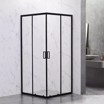 Душевой уголок Veconi Rovigo 90х90х190 профиль черный, стекло прозрачное RV101B-90-01-C6