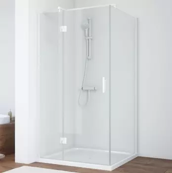 Душевой уголок Vegas Glass AFP-Fis 100*80 01 01 L профиль белый, стекло прозрачное