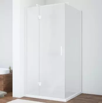 Душевой уголок Vegas Glass AFP-Fis 90*80 01 10 L профиль белый, стекло сатин