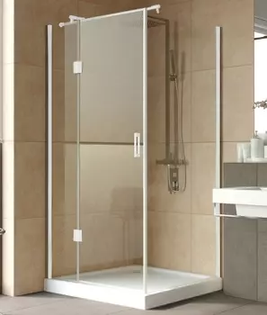 Душевой уголок Vegas Glass AFP-Fis Lux 100*90 01 01 L профиль белый, стекло прозрачное
