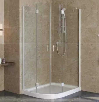 Душевой уголок Vegas Glass AFS-F Lux 100*90 01 01 R профиль белый, стекло прозрачное AFS-F lux 100*90 01 01 R