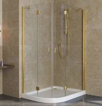 Душевой уголок Vegas Glass AFS-F Lux 110*100 09 01 R профиль золото, стекло прозрачное AFS-F lux 110*100 09 01 R