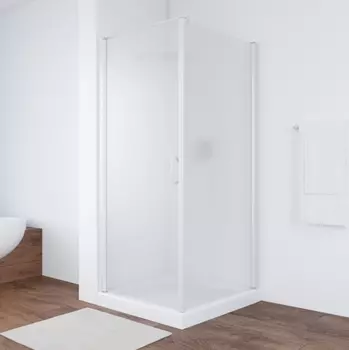 Душевой уголок Vegas Glass EP-Fis 80*90 01 10 L профиль белый, стекло сатин