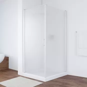 Душевой уголок Vegas Glass EP-Fis 90*100 01 10 L профиль белый, стекло сатин