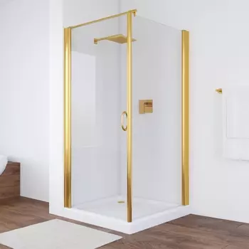 Душевой уголок Vegas Glass EP-Fis 90*100 09 01 L профиль золото, стекло прозрачное