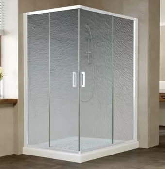 Душевой уголок Vegas Glass ZA-F 0120*100 01 02 профиль белый, стекло шиншилла ZA-F 120*100 01 02