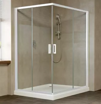 Душевой уголок Vegas Glass ZA-F 0120*110 01 01 профиль белый, стекло прозрачное ZA-F 120*110 01 01