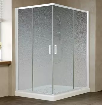 Душевой уголок Vegas Glass ZA-F 0120*110 01 02 профиль белый, стекло шиншилла ZA-F 120*110 01 02