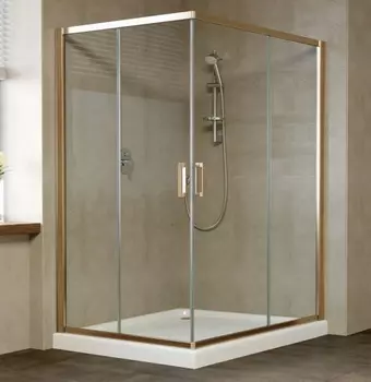 Душевой уголок Vegas Glass ZA-F 0120*110 05 01 профиль бронза, стекло прозрачное ZA-F 120*110 05 01