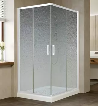 Душевой уголок Vegas Glass ZA-F 100*90 01 02 профиль белый, стекло шиншилла