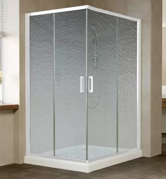 Душевой уголок Vegas Glass ZA-F 110*100 01 02 профиль белый, стекло шиншилла