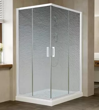 Душевой уголок Vegas Glass ZA-F 110*90 01 02 профиль белый, стекло шиншилла