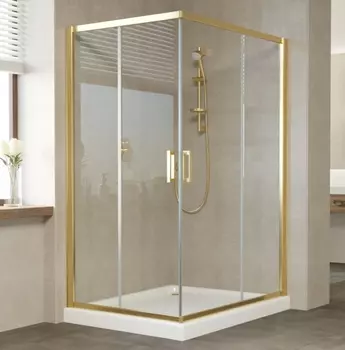 Душевой уголок Vegas Glass ZA-F 120*110 09 01 профиль золото, стекло прозрачное