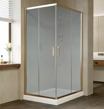 Душевой уголок Vegas Glass ZA-F 90*80 05 10 профиль бронза, стекло сатин