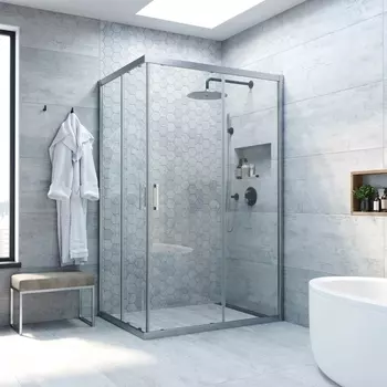 Душевой уголок Vegas Glass ZA-F Novo 120*100 07 01 профиль матовый хром, стекло прозрачное ZA-F NOVO 120*100 07 01