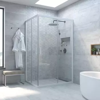 Душевой уголок Vegas Glass ZA-F Novo 110*90 01 01 профиль белый, стекло прозрачное ZA-F NOVO 110*90 01 01