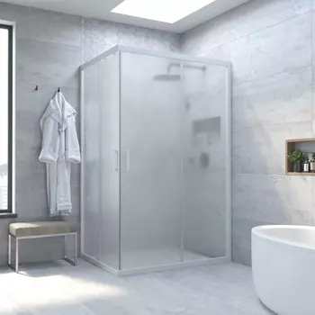 Душевой уголок Vegas Glass ZA-F Novo 100*90 01 10 профиль белый, стекло сатин ZA-F NOVO 100*90 01 10