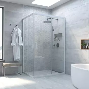 Душевой уголок Vegas Glass ZA-F Novo 100*90 01 01 профиль белый, стекло прозрачное ZA-F NOVO 100*90 01 01