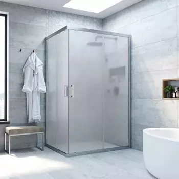 Душевой уголок Vegas Glass ZA-F Novo 100*80 07 10 профиль матовый хром, стекло сатин ZA-F NOVO 100*80 07 10
