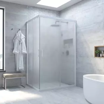 Душевой уголок Vegas Glass ZA-F Novo 100*80 01 10 профиль белый, стекло сатин ZA-F NOVO 100*80 01 10