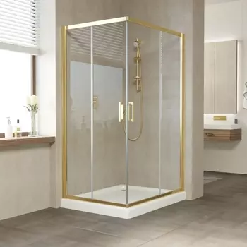 Душевой уголок Vegas Glass ZA-F Tur Novo 120*80 09 01 профиль золото, стекло прозрачное ZA-F TUR NOVO 120*80 09 01