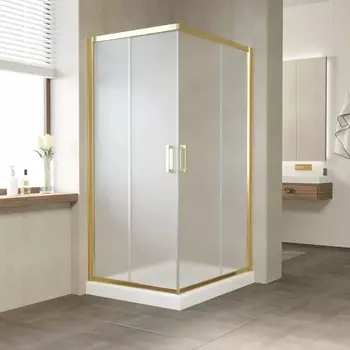 Душевой уголок Vegas Glass ZA-F Tur Novo 100*80 09 10 профиль золото, стекло сатин ZA-F TUR NOVO 100*80 09 10