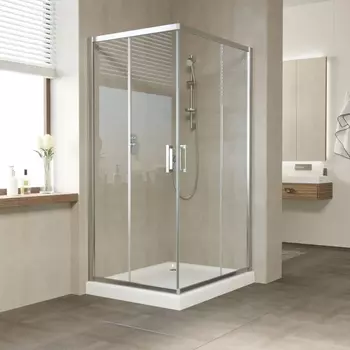 Душевой уголок Vegas Glass ZA-F Tur Novo 100*80 08 01 профиль глянцевый хром, стекло прозрачное ZA-F TUR NOVO 100*80 08 01