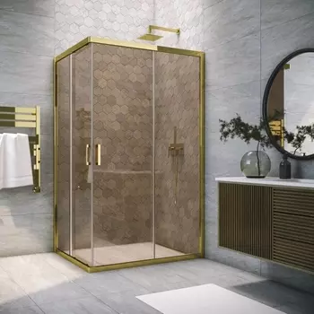 Душевой уголок Vegas Glass ZA-F Tur Novo h1900 120*90 09 05 профиль золото, стекло бронза ZA-F TUR NOVO h1900 120*90 09 05