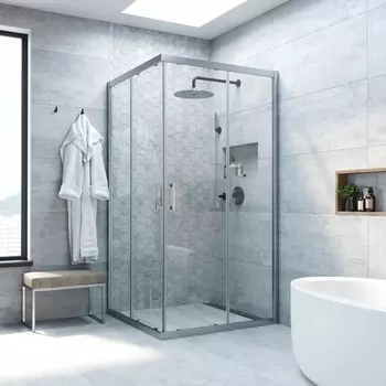 Душевой уголок Vegas Glass ZA NOVO 100 07 01 профиль хром матовый, стекло прозрачное