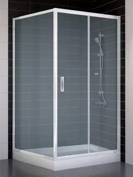 Душевой уголок Vegas Glass ZP+ZPV 100*100 01 10 профиль белый, стекло сатин