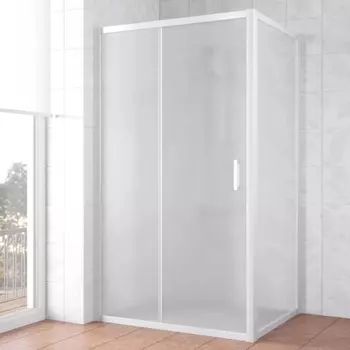 Душевой уголок Vegas Glass ZP+ZPV NOVO 130*80 01 10 профиль белый, стекло сатин