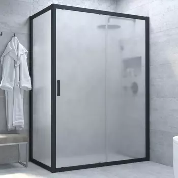 Душевой уголок Vegas Glass ZP+ZPV NOVO 130*100 02М 10 профиль черный матовый, стекло сатин
