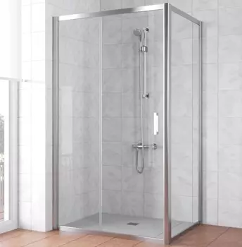Душевой уголок Vegas Glass ZP+ZPV TUR NOVO 100*80 08 01 профиль глянцевый хром, стекло прозрачное