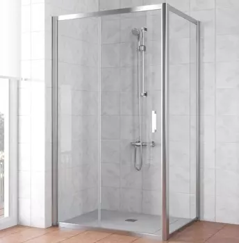Душевой уголок Vegas Glass ZP+ZPV TUR NOVO 140*80 08 01 профиль глянцевый хром, стекло прозрачное