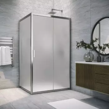 Душевой уголок Vegas Glass ZP+ZPV Tur Novo h1900 100*100 08 10 профиль глянцевый хром, стекло сатин ZP+ZPV TUR NOVO h1900 100*100 08 10
