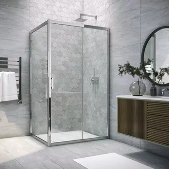 Душевой уголок Vegas Glass ZP+ZPV Tur Novo h1900 100*100 08 01 профиль глянцевый хром, стекло прозрачное ZP+ZPV TUR NOVO h1900 100*100 08 01