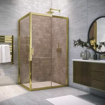 Душевой уголок Vegas Glass ZP+ZPV Tur Novo h1900 100*70 09 05 профиль золото, стекло бронза ZP+ZPV TUR NOVO h1900 100*70 09 05