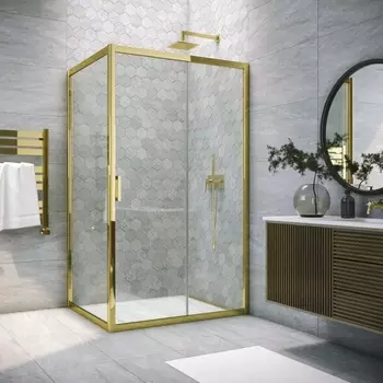 Душевой уголок Vegas Glass ZP+ZPV Tur Novo h1900 100*70 09 01 профиль золото, стекло прозрачное ZP+ZPV TUR NOVO h1900 100*70 09 01