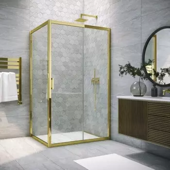 Душевой уголок Vegas Glass ZP+ZPV Tur Novo 105*90 09 01 профиль золото, стекло прозрачное ZP+ZPV TUR NOVO 105*90 09 01